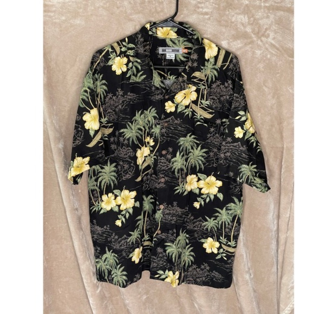 🚀 Quiksilver Edition Hawaiian Shirt Palm Tree Floral Comfort‎ Fit XL Aloha